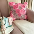 thumbnail image 2 of Euro Sham Cover, Pink European Pillow Covers 26x26 inch (65x65 cm), Silk Euro Pillow Shams, Nature & Floral, Roses, Ribbon Embroidery, Modern European Pillow Shams - Sweet Kisses, 2 of 10