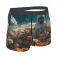 thumbnail image 3 of Balery Astronaut Flower Field Men's Boxer Briefs, Soft and Breathable Cotton Underwear with nylon Waistband-Large, 3 of 9