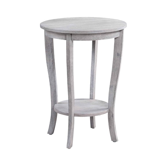 Pemberly Row Modern Round End Table in Weathered White Wood Finish