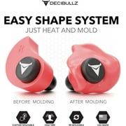 Decibullz Custom Molded Earplugs, One Count - 31dB NRR, Comfortable Protection for Shooting & Travel (Red)