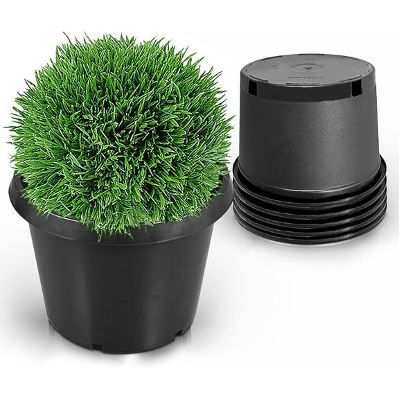 OTTULUR 5-Pack 25 Gallon Round Planter Nursery Pots, Flower Plant Container Injection Molded Plastic Nursery Pots Gardening Pots for Indoor Outdoor Vegetables, Succulents, Black