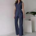 thumbnail image 2 of Dressy Business Outfits for Women V Neck Vest with Trousers Trendy 2025 Sleeveless Summer Casual Blazer Work Sets, 2 of 7