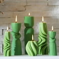 thumbnail image 4 of 6 Pcs Pillar Candles Modern Aesthetic Ribbed Decorative Candle Set Cute Soy Wax Scented Ribbed Decor for Home(Green,3.39-9.06 Inch), 4 of 13