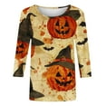 thumbnail image 4 of Jsaierl Women's Halloween Shirts Funny Pumpkin Ghost Graphic Tees Loose Fit Crewneck T-shirt 3/4 Sleeve Dressy Casual Blouse Tops Halloween Clothes, 4 of 4