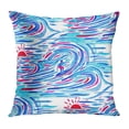 thumbnail image 1 of BOSDECO Housse de Coussin d'Été Surfeur Plage Bleue Motif Aquarelle Coloré 16x16 Pouces, 1 of 1