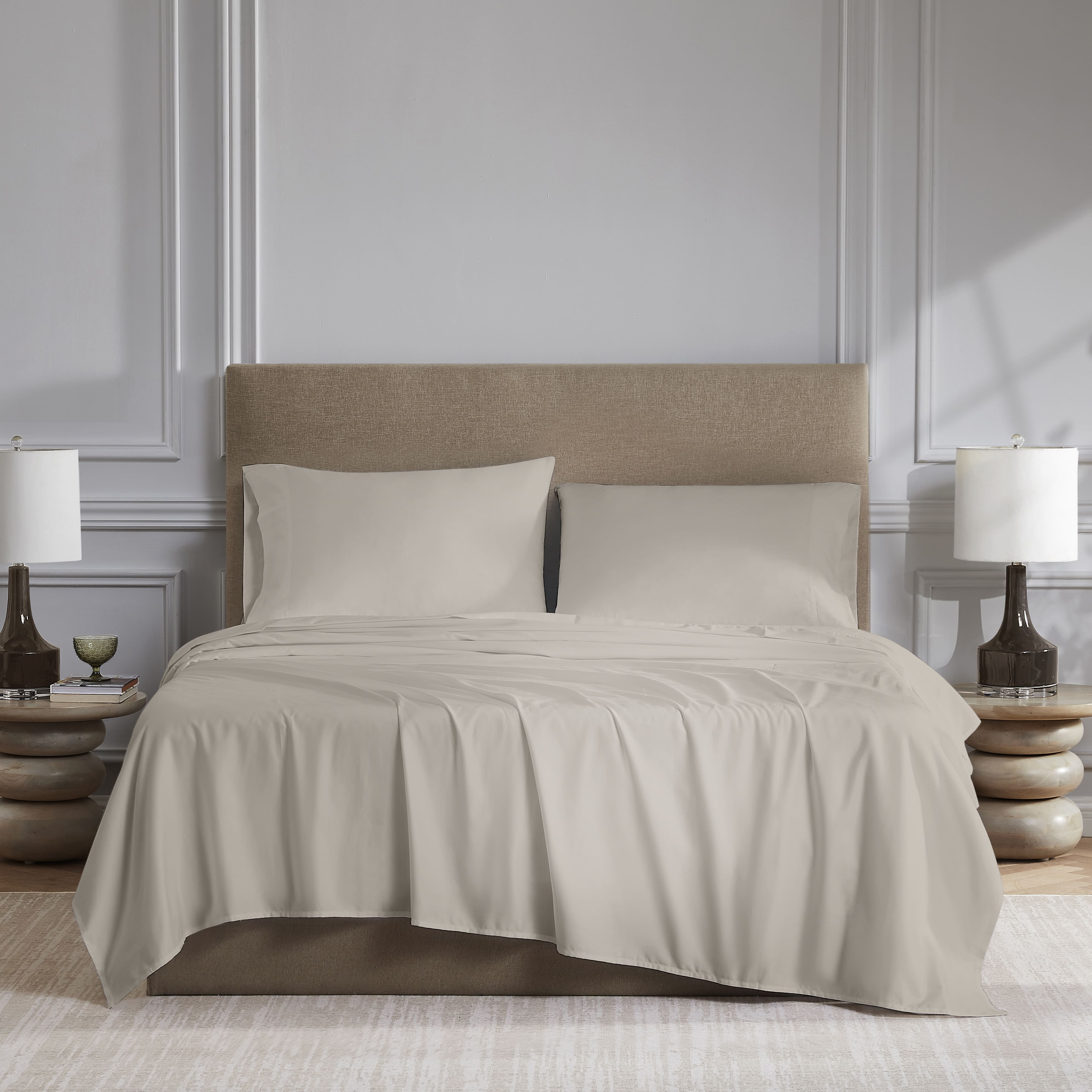 Hometrends 300 TC Brushed Percale Flat Sheet, Size: Twin - King