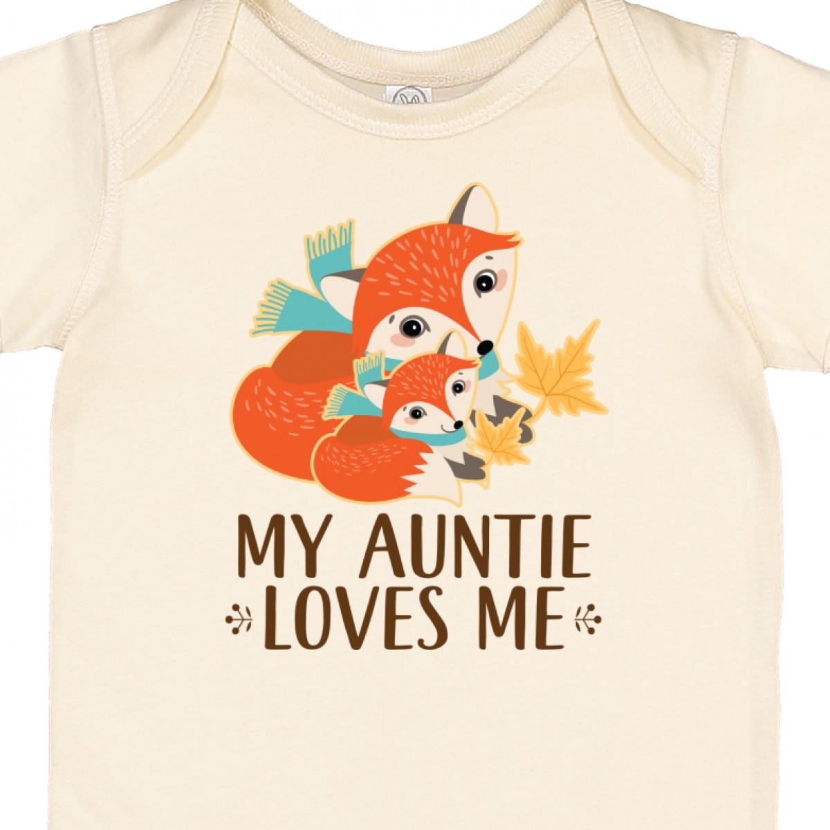 Inktastic Auntie Loves Me Woodland Fox Boys or Girls Baby Bodysuit