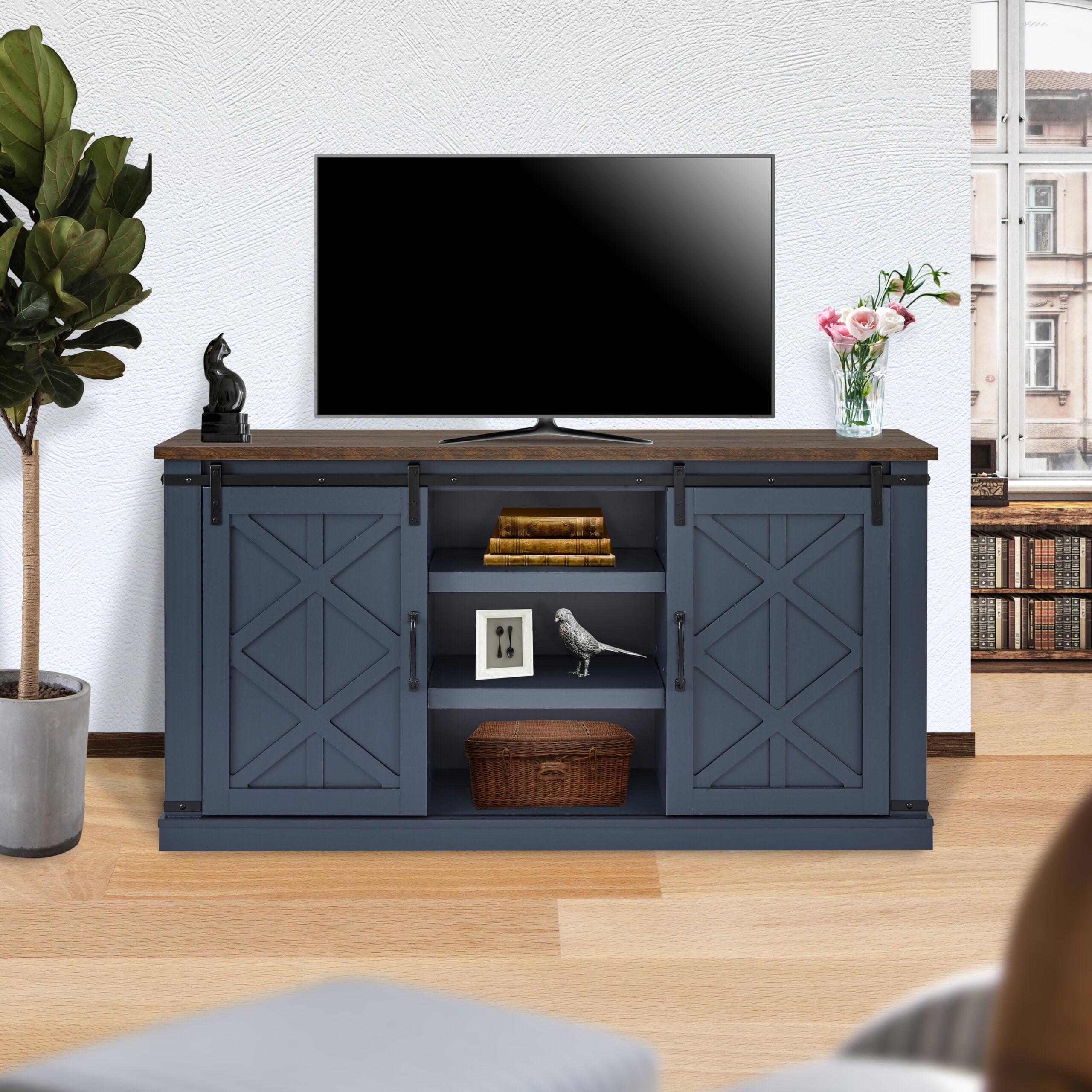 Details about   TV Stand Cabinet Black White DIY 4 Convertible Type Bookcase Bookshelf for 65"TV 