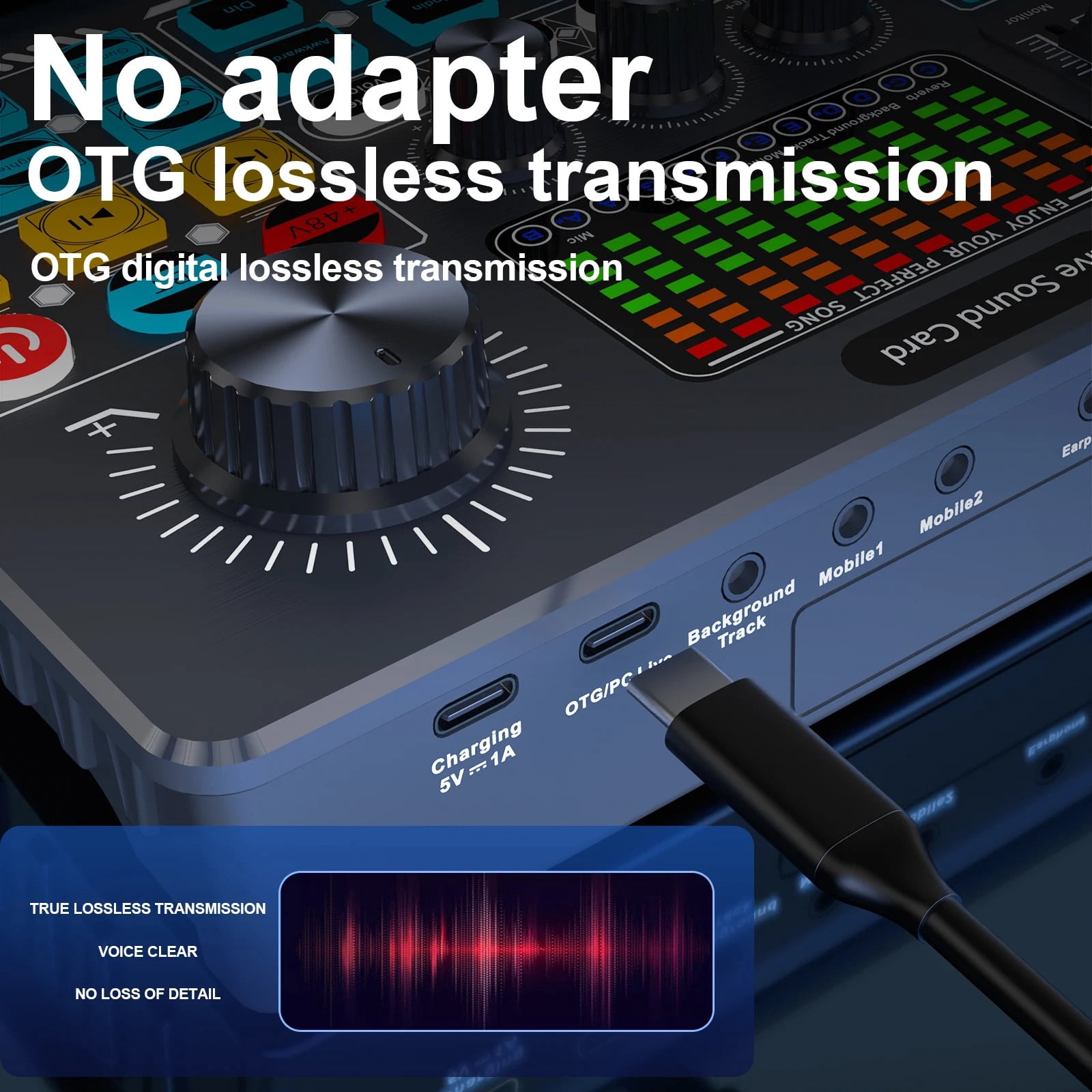 Live Sound Card Interface with DJ Mixer Effects and Voice Changer Bluetooth Stereo