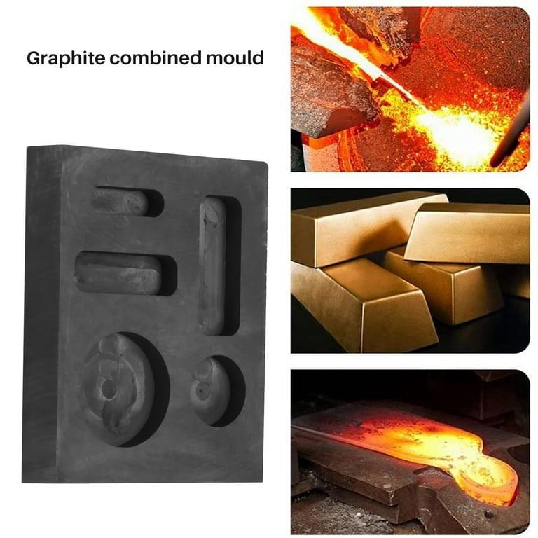 5-in-1 Graphite Casting Ingot Mold Coin Combo Metal Casting Refining Scrap  Bar for Melting Casting Refining Metal Jewelry Gold Silver Brass Zinc