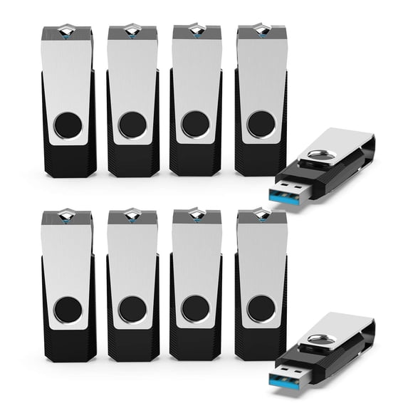 KEXIN USB 3.0 Flash Drive 64 GB 10 Pack Flash Drive 3.0 Thumb Drive Jump Drive Memory Stick Data Storage Pen Drive Black