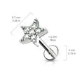 thumbnail image 2 of MoBody 16G CZ Paved Star Top Labret Piercing Surgical Steel Internally Threaded Monroe Lip Ring Helix Earring (Pink CZ, 6), 2 of 4