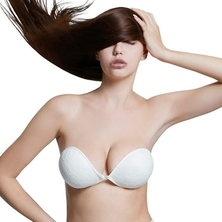 

1 Pairs Sticky Bra Backless Strapless Push up Bras for Women Invisible Adhesive Lift up Bra for Breasts(White)