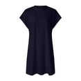 thumbnail image 5 of QUYUON Women T Shirt Mini Dresses Crew Neck Short Sleeve Summer Shirt Dress Loose Casual A-Line Tunic Short Dresses Side Split Regular Size Solid Color T-Shirt Dress, Navy XXL, 5 of 7