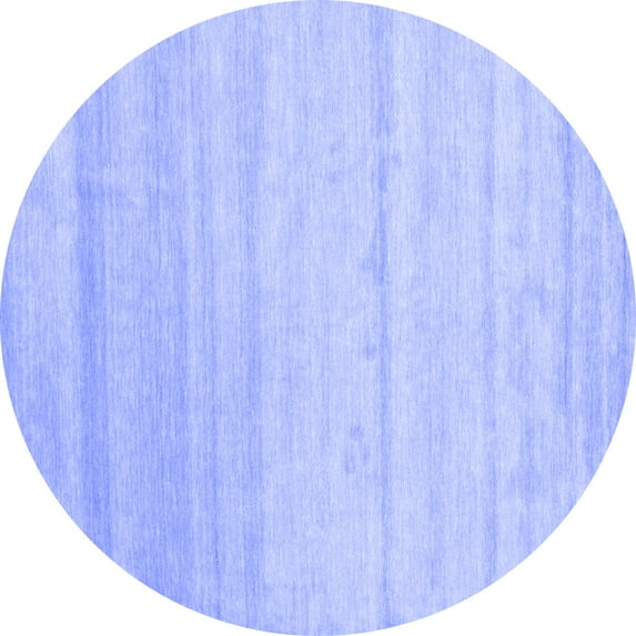 Ahgly Company Machine Washable Indoor Round Solid Blue Modern Area Rugs, 8' Round