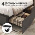 thumbnail image 3 of Fluest Queen Bed Frame with 2-Tier Headboard,Metal Support,USB Port & LED Light, 4 Storage Drawers, Grey, 3 of 7