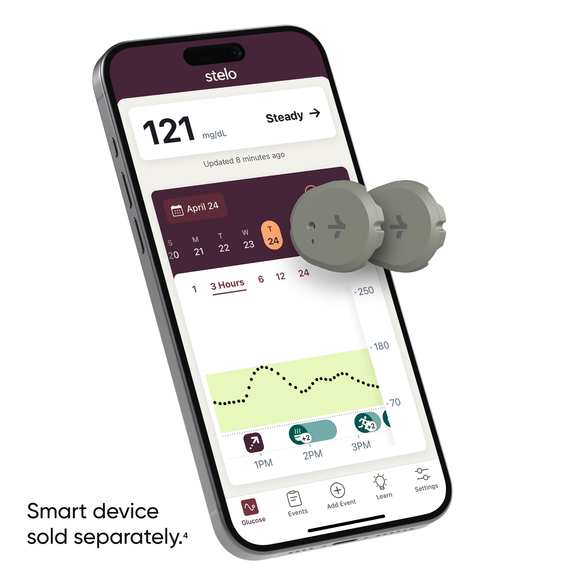 Stelo Glucose Biosensor & App by Dexcom—A Leader in Continuous Glucose Monitoring (CGM). 24/7 Glucose Tracking & Personalized Insights to Reveal Patterns. 2-Pack (Up to 15 Days Each*). iOS & Android.