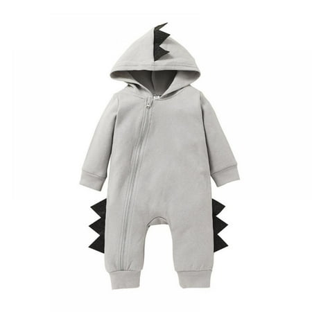 

Autumn Winter Unisex Newborn Outfits Baby Boy Girl Cute Dinosaur Hooded Romper Jumpsuit Top