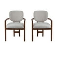 thumbnail image 3 of Set of 2 Upholstered Arm Chairs, Beige Fabric Dining Chairs with Rubber Wood Frame, Modern Accent Seating for Dining Room, 300 LBS Capacity, 24"W x 23.5"D x 33.75"H, 3 of 16