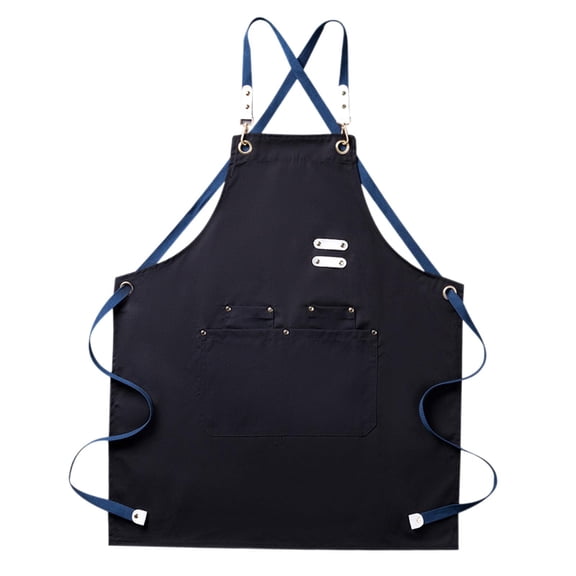deevoka Canvas Apron Barber Apron with Pocket for Men Women Coffee Shop Waiter Apron Kitchen Apron for Pottery BBQ Cooking Restaurant Black