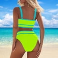 thumbnail image 5 of Women High Waisted Bikini Set Color Block Swimsuit 2 Piece High Cut Bathing Suit Tummy Control Teen Girl Sports Swimwear, 5 of 5