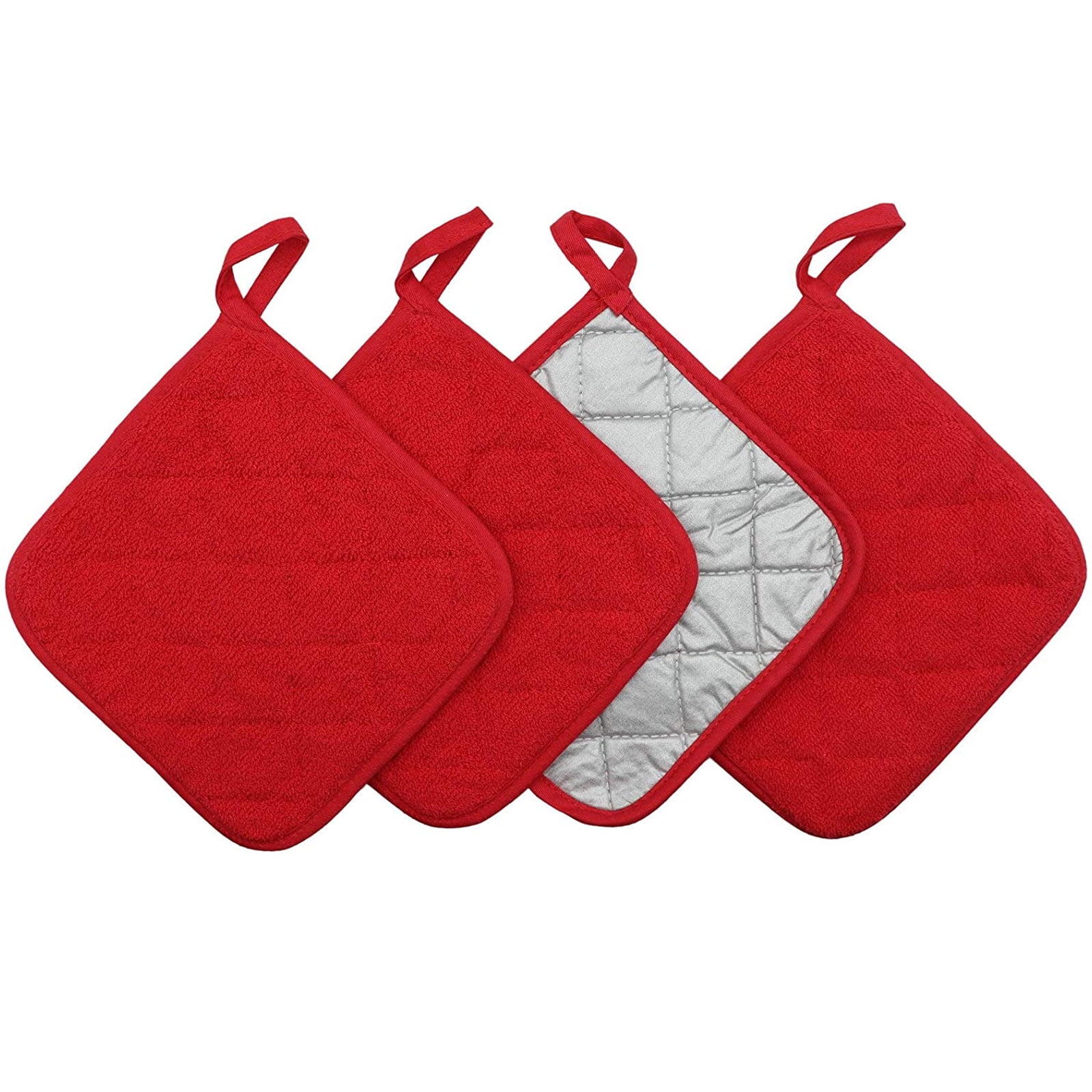 4 Pack Square Pot Holders, Cotton Heat Resistant Hotpads for Cooking Kitchen, Pot Holder Set for