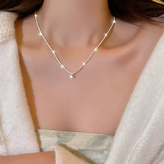 Latrodar Pendant Necklace for Women Silver Chain for Women Shiny Best Friend Gifts for Women Silver Necklace for Women Pendant Necklace for Girlfriend Wife Mom Sister Birthday Mother's Day Gifts