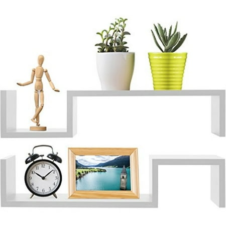 Greenco S Wall Mounted Floating Shelves White Finish 2pack
