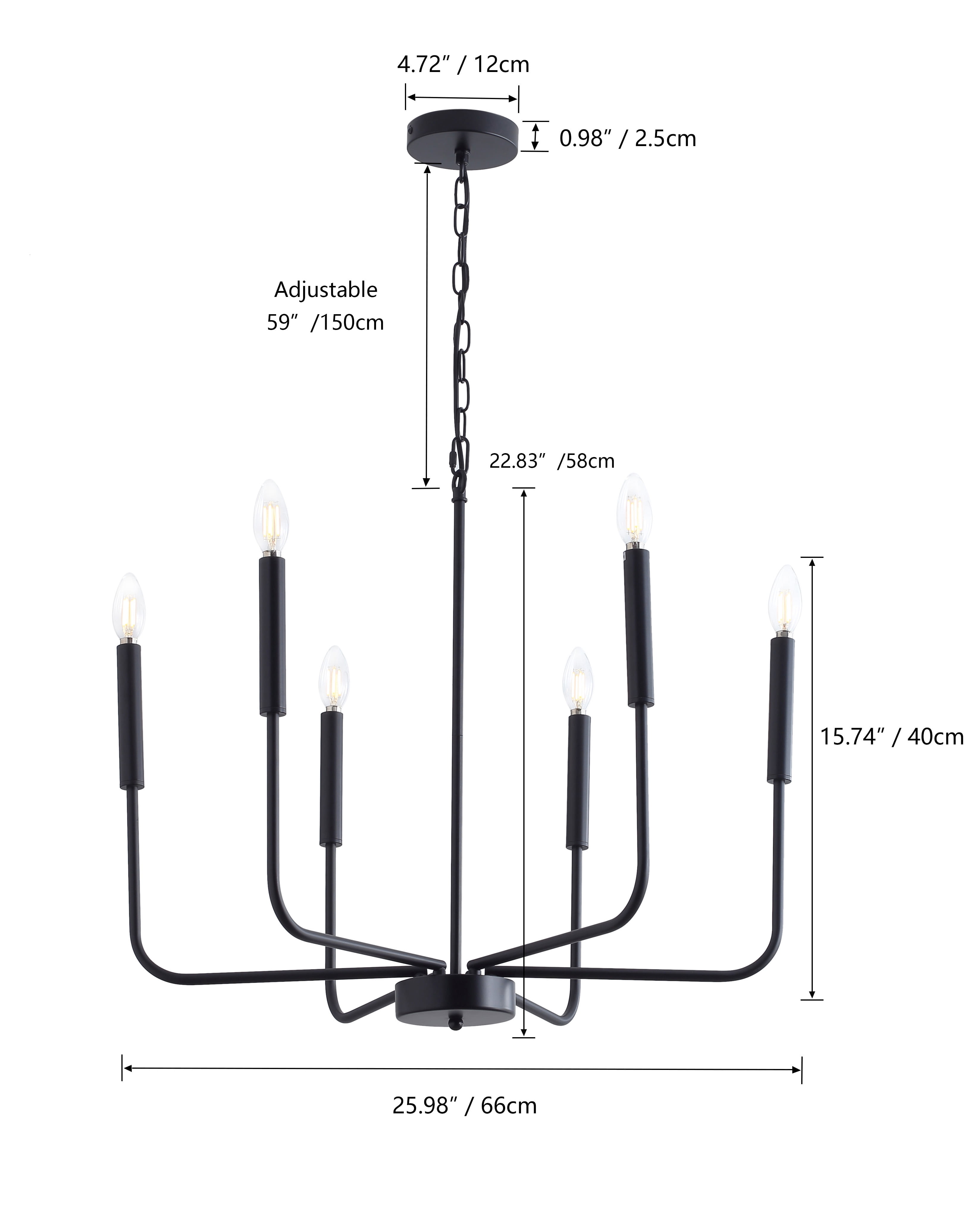 Aiwen Modern Candle Like Wagon Wheel Pendant Light Industrial Hanging Lamp Fixture Black
