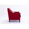 thumbnail image 6 of Linen Upholstered Accent Armchair, Modern Single Sofa Chair with Nailheads and Solid Wood Legs, for Living Room, Bedroom, Office, Lounge, Red, 6 of 9