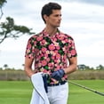 thumbnail image 4 of Salouo Blooming Meadow for Men's Short Sleeve Polo Shirts,Polo Shirts for Men Performance Short Sleeve Golf Shirt Athletic Casual Collared T-Shirt-Large, 4 of 8