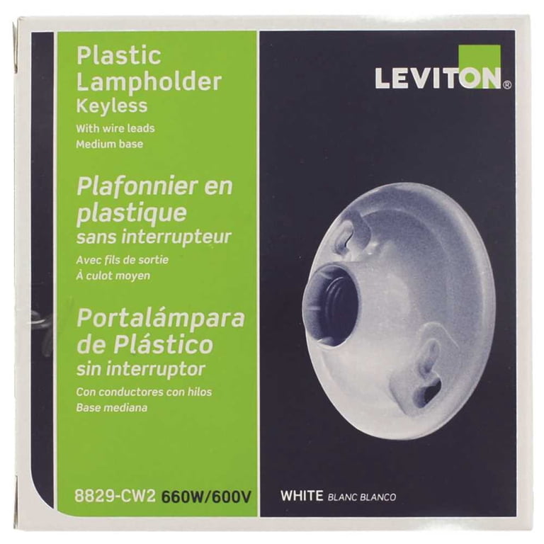 Leviton 8829-CW2 One-Piece Urea Outlet Box Mount, Incandescent 