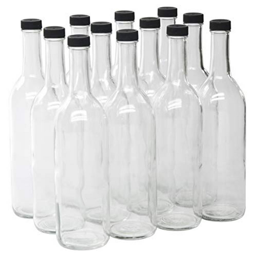North Mountain Supply 750ml Clear Glass Bordeaux Wine Bottle Flat