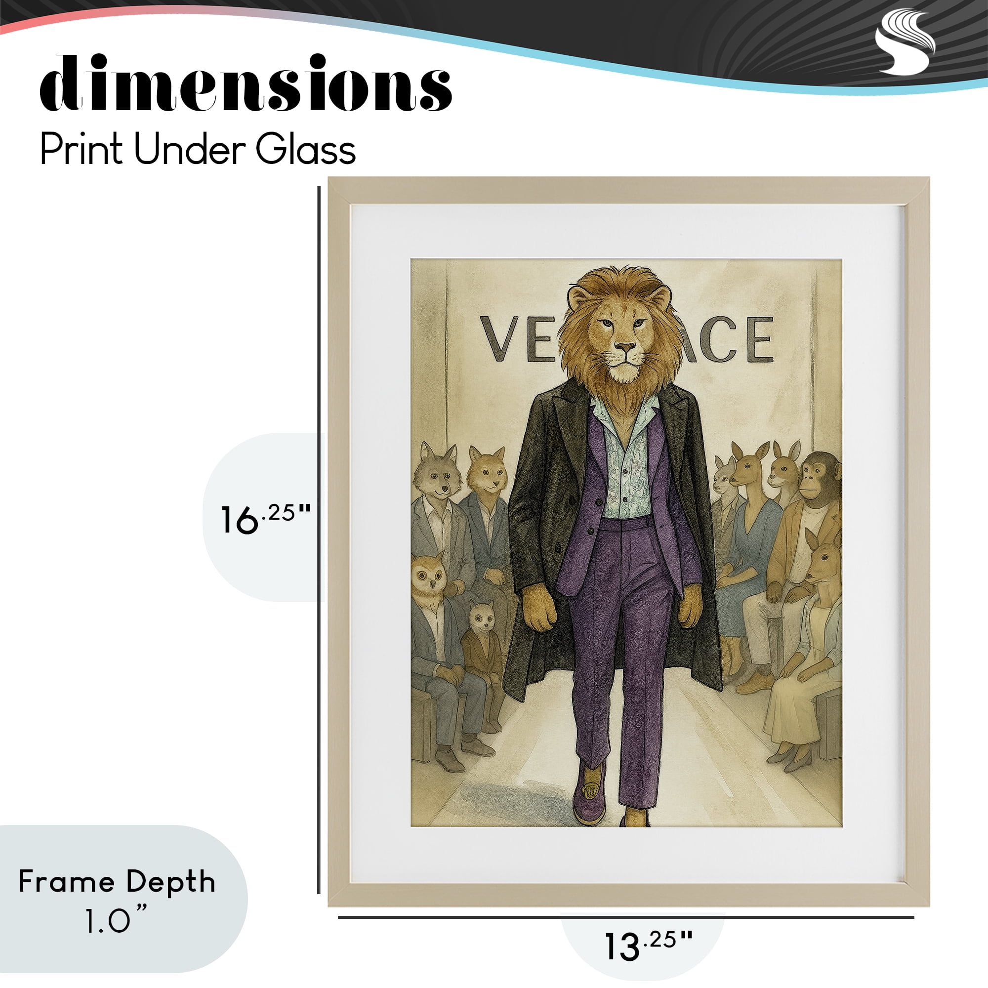 Stupell Industries Fashion Runway Lion Birch Framed Print Under Glass, design by Grotto Studios