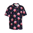 thumbnail image 2 of Balery Cartoon Donut Planets Print Men's Hawaiian Shirts Short Sleeve Beach Shirt Relaxed Fit Vacation Button Down Shirts-3X-Large, 2 of 9