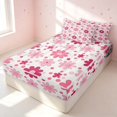 thumbnail image 3 of Erosebridal Cartoon Flower Zipper Full Size Comforter Sets with Fitted Sheet and 2 Pillowcases, Groovy Blossom Zipper Bedding Set, Pink Reversible, Rose Magenta, Pink Reversible, 3 of 7