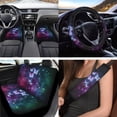 thumbnail image 2 of Jeiento Galaxy Butterfly Auto Seat Covers Floor Mats Center Console Pad Steering Wheel Cover Seat Belt Pads Cover Cup Cushions Keychain for Woman Men 17pcs Car Accessory for Most Car SUV Truck Sedan, 2 of 7