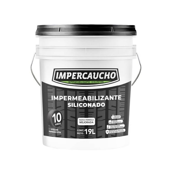 Impermeabilizante Impercaucho Cubeta Calidad 10 años Terracota 19 Litros