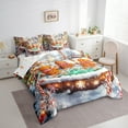 thumbnail image 3 of Feelyou Teen Gingerbread Man Bedding Comforter Set 7 Pieces, Cartoon Winter Christmas Full Bedding Set, Glitter Snowflake Reversible Fitted Sheet Flat Sheet, Microfiber Bedroom Decor, 3 of 7