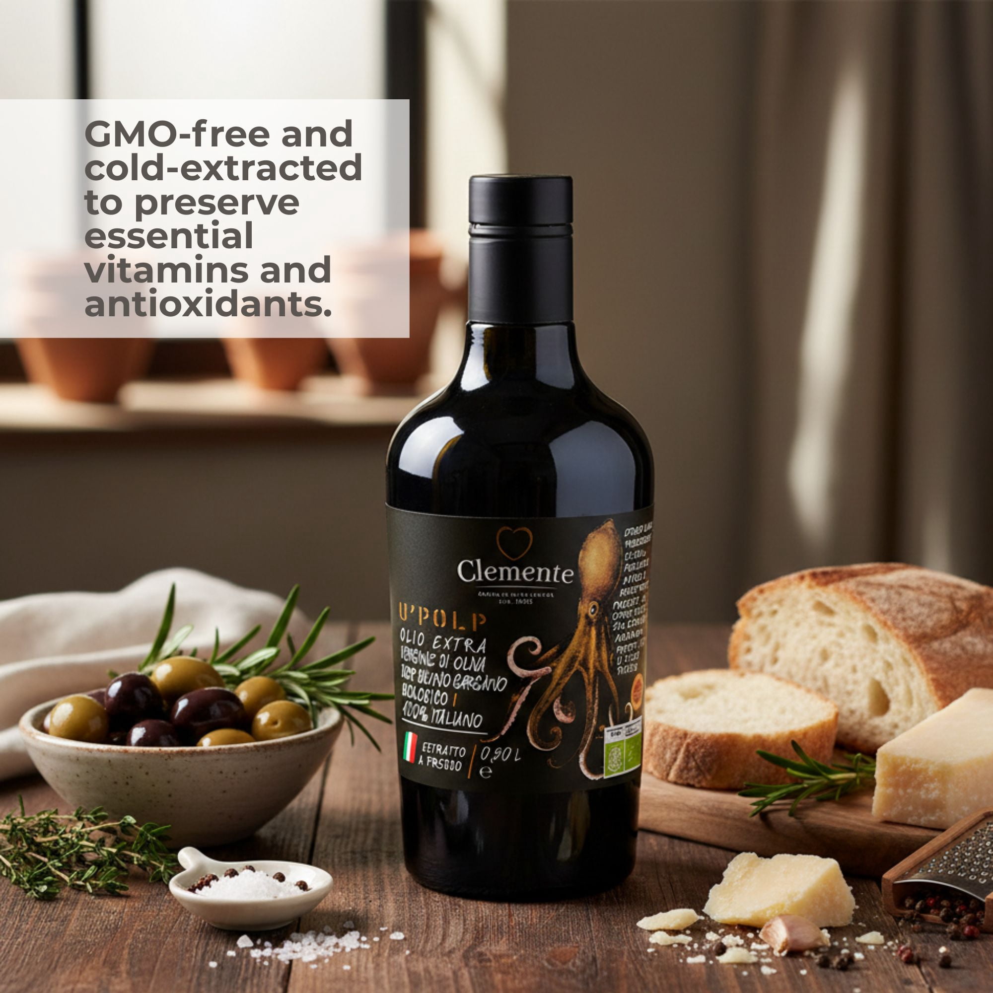 Clemente U' Polp Organic Extra Virgin Olive Oil 16.9 fl oz (500 ml) – Italian DOP EVOO, Cold Pressed, Single Origin