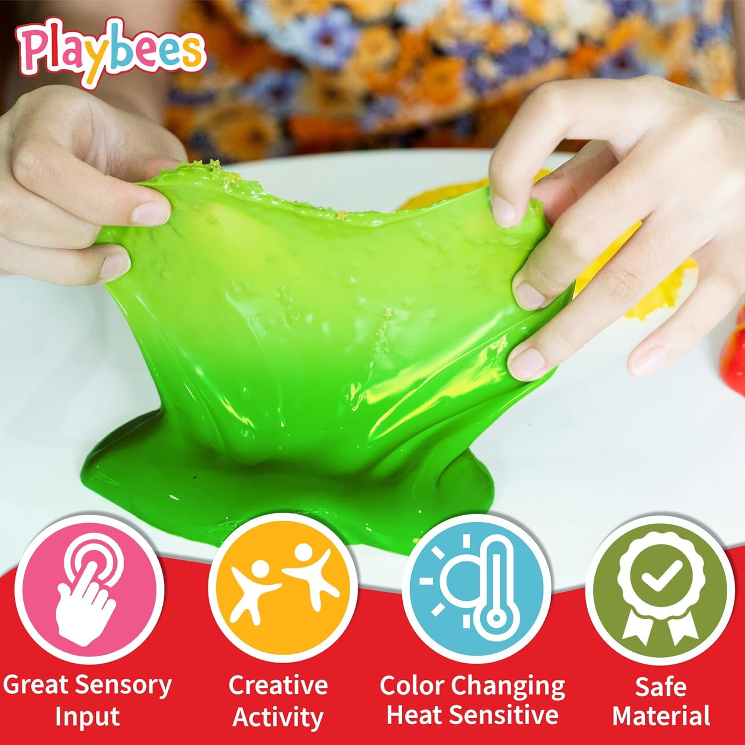 Playbees Color Changing Frudge Putty - 12 Pack - Mini Slime Putty for Sensory Play, Educational Games, Fidget Toys - Heat Sensitive - Magical Color Shifts - Slime Favors 0.5 Oz