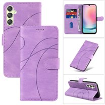Dteck for Samsung Galaxy A24 4G Wallet Case, Premium PU Leather Flip Folio Card Holders Kickstand Book Folding Case with Detachable Wrist Strap Shockproof Protective Cover, purple