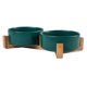 thumbnail image 1 of Cuenco de cerámica para perros y gatos con soporte de madera, antideslizante, mate, juego de agua y comida con peso para gatos y perros pequeños, 1 of 5
