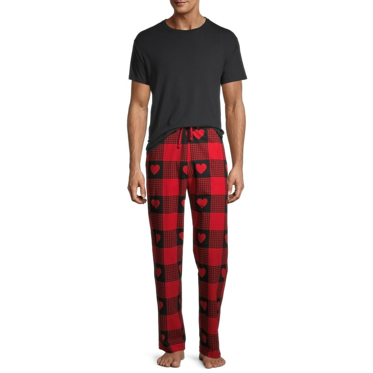 WAY TO CELEBRATE Heart Print Plaid Pockets Sleep Pants Pajamas Men s 1 Pack Walmart