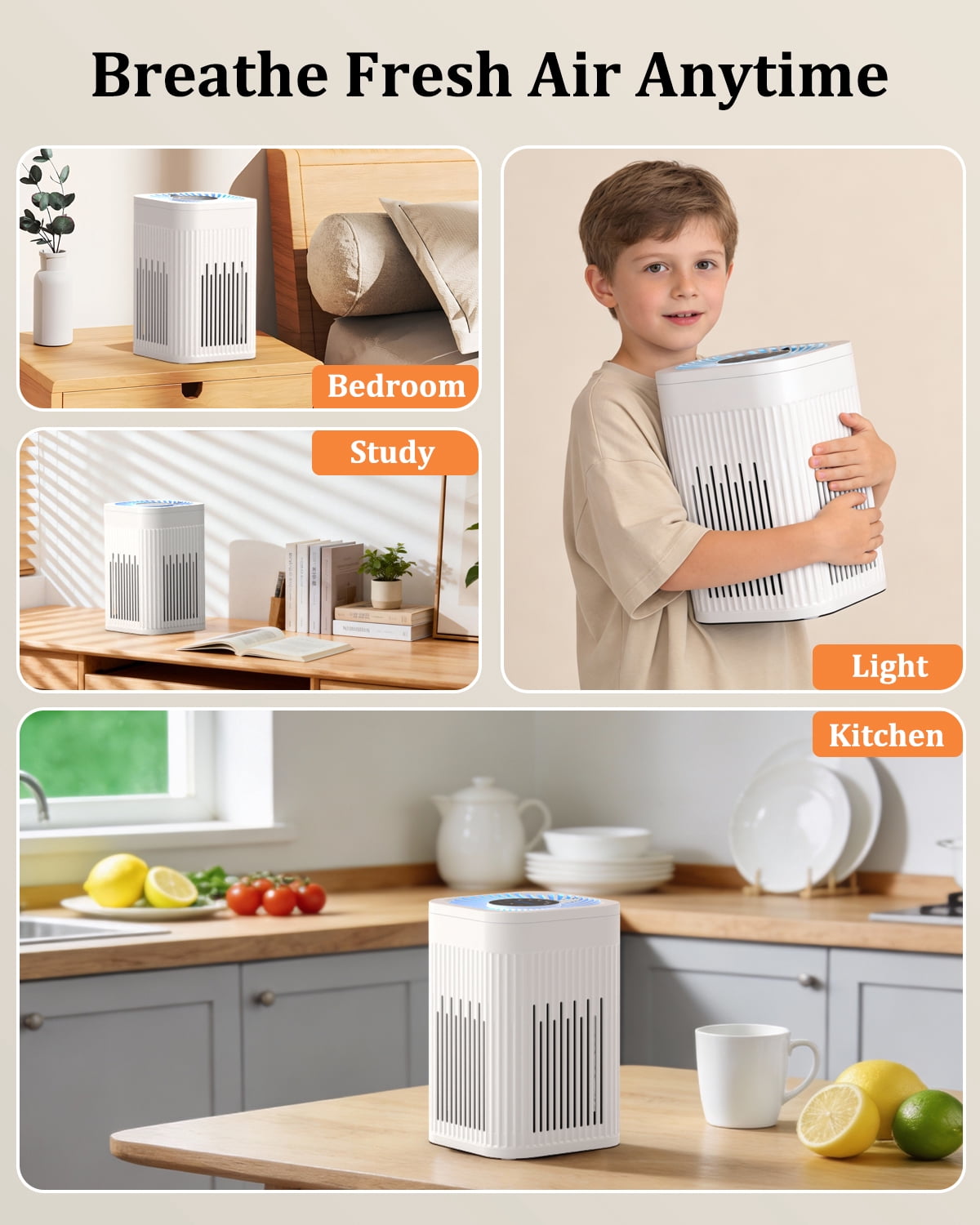AIRFIRE Air Purifier H13 HEPA for Allergies & Pets, 975 Sq.ft, Quiet