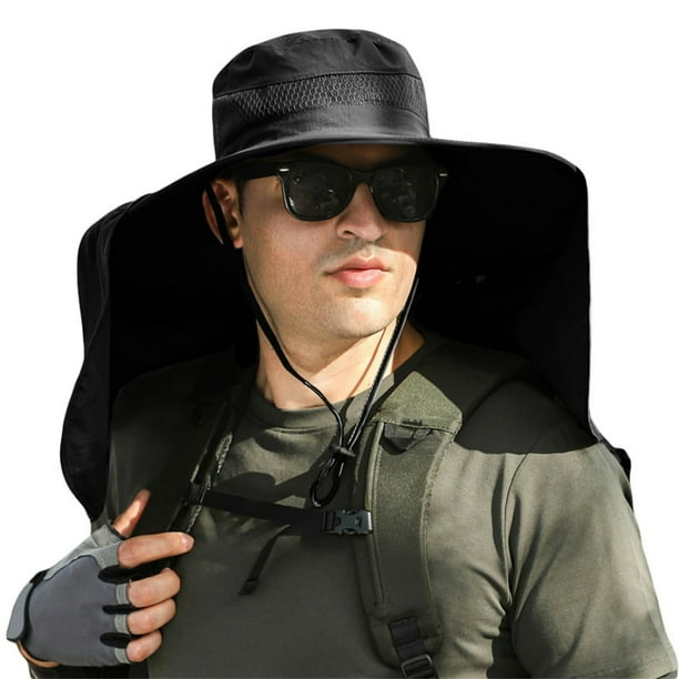AMERTEER Fishing Hat for Men Women Sun UV Protection Wide Brim Hat with  Neck Flap Drawstring Adjustable Hat Summer Outdoor Cap 