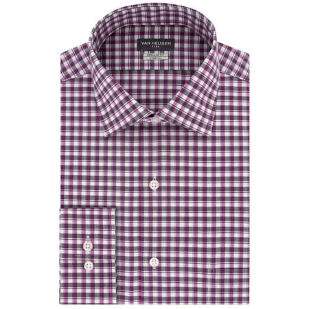 Van Heusen Men's Regular Flex Collar Check Dress Shirt 17.5 x 32/33 Dusty Plum