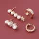 thumbnail image 5 of 4 piezas elegante perla cristal oreja Stud declaración estrella pendientes mujeres joyería conjunto, 5 of 7