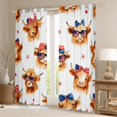 thumbnail image 2 of Manfei Cute Highland Cow Kitchen Curtains,American Flag Bowtie Black Out Curtains Pack of 2 (42x63 Each),Brown, 2 of 7