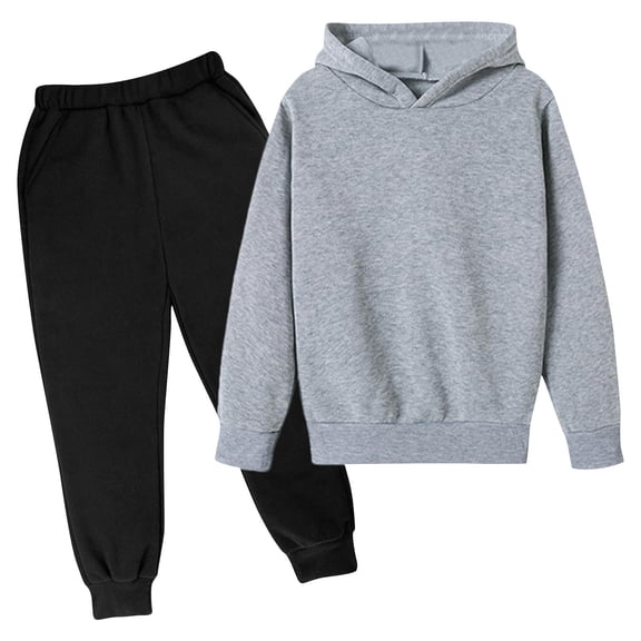 Ahdbta Girls Boys 2 Pcs Sports Outfits Long Sleeve Hooded Sweatshirts Joggers Elastic Waist Pants with Pockets Matching Sets